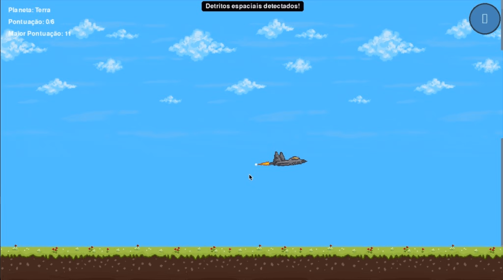 Fase da Terra em VioletNova: NOVA-22 sobre a grama com HUD de detritos espaciais