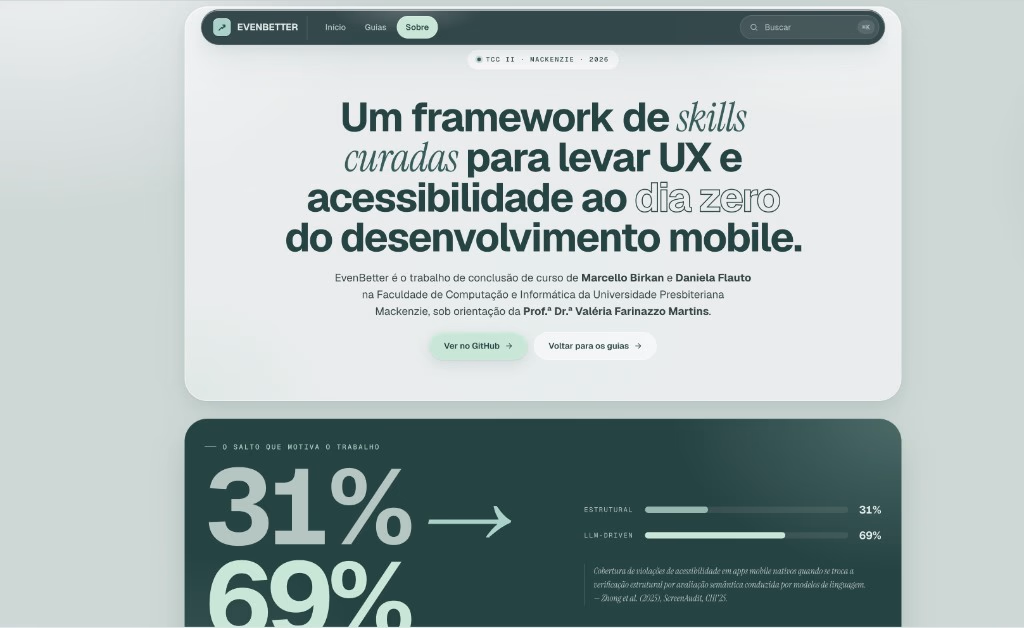 Sobre o EvenBetter: enquadramento de pesquisa e a lacuna de 31% para 69% que motiva o trabalho
