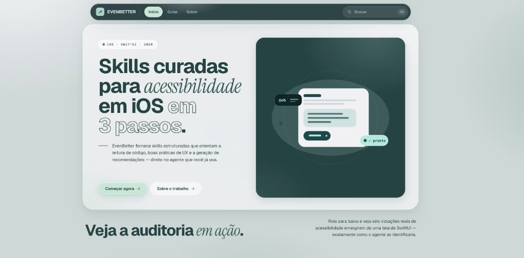 Site do EvenBetter: skills curadas para acessibilidade em iOS