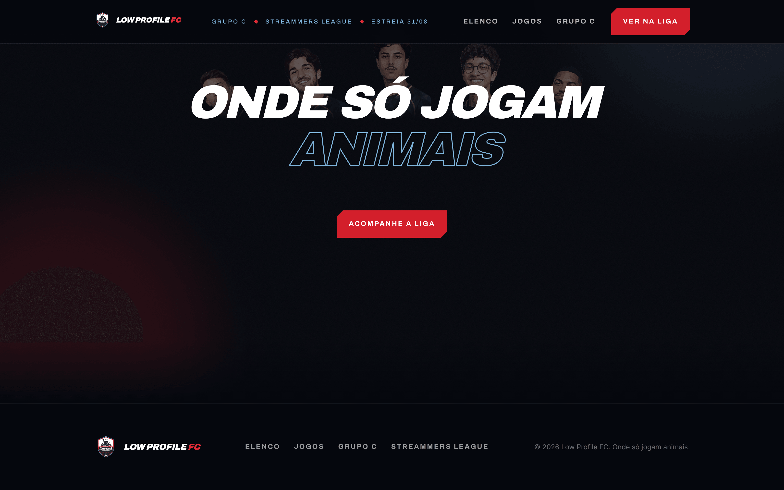 Final de rolagem se resolvendo no slogan, acima do rodapé