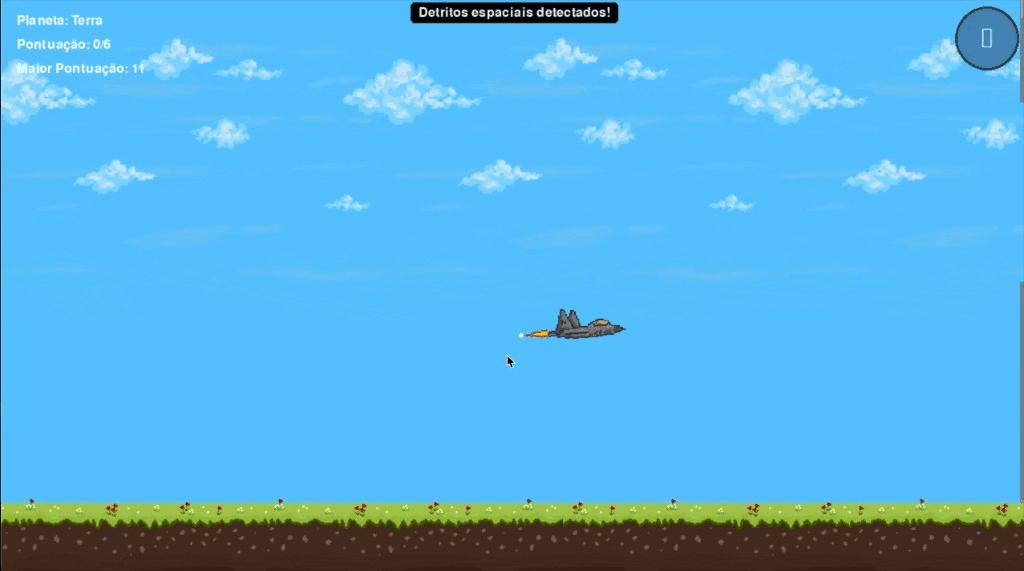 Fase da Terra em VioletNova: NOVA-22 sobre a grama com HUD de detritos espaciais