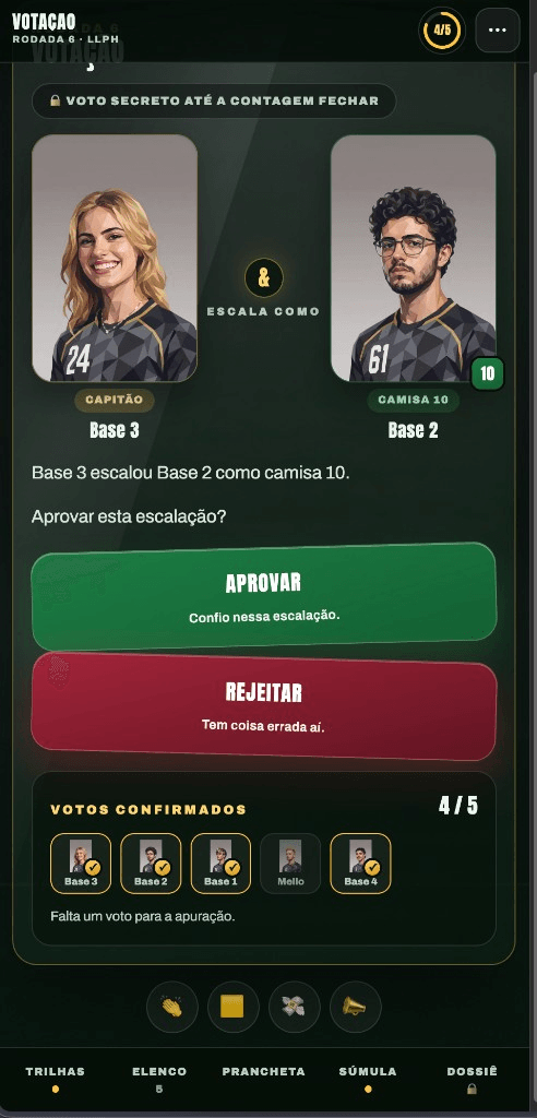 Tela de votação no mobile